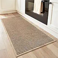PADOOR Kitchen-Runner Rug, Kitchen-Rugs Non Slip Washable, Absorbent Kitchen Mats for Floor, Boho Kitchen Mat Soft Braided Sink Rug Runners for Kitchen Floor (Beige and Brown, 20"x47")