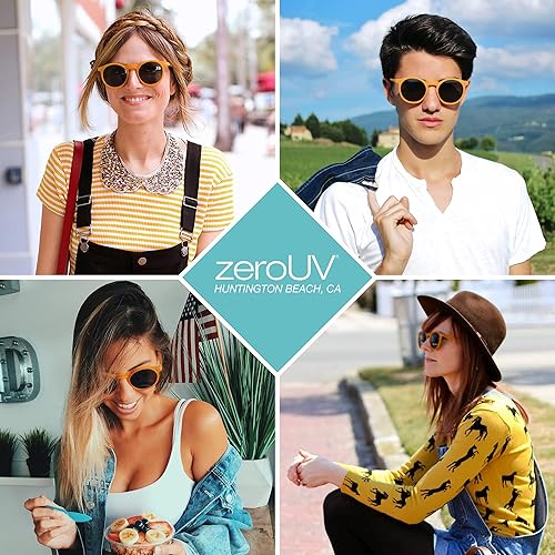 Miniatura 8 de ZeroUV P-3 gafas de sol estilo vintage, de lente redonda, montura con astas, con espacio para la nariz.