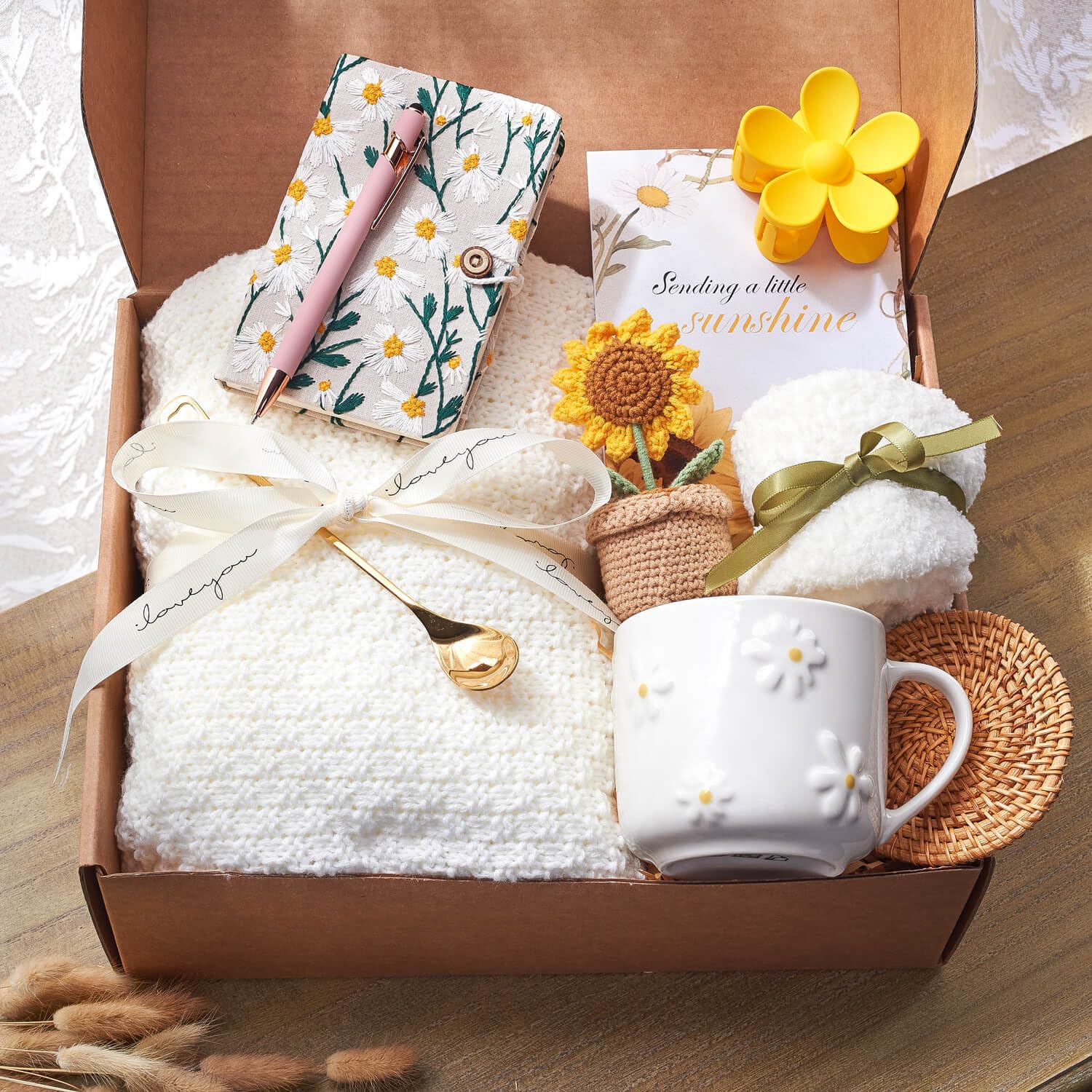 Sending Sunshine Hugs in a Box | Thinking of You Gifts for Women & Cozy Self Care Gift | Get Well Gifts, Birthday | Sunflower Themed Care Package - Image 3