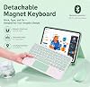 Funda con teclado para Galaxy Tab S10 Lite/S10 FE/S9 FE 10.9"/Tab S9 11", teclas redondas, panel táctil multitáctil, mouse Bluetooth 2.4G, cubierta de teclado Bluetooth inalámbrico desmontable con porta lápiz S Pen, color verde 5