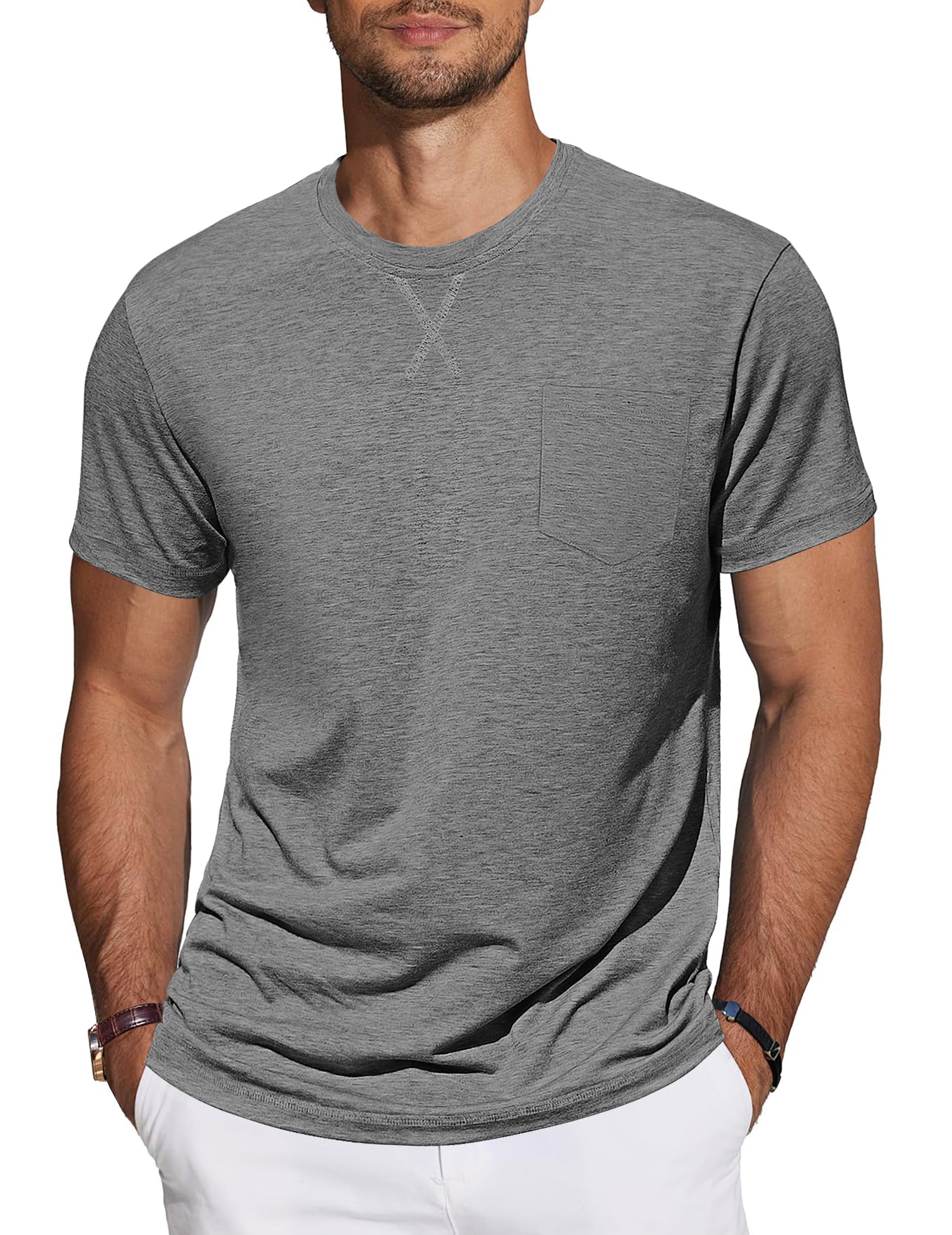 TARAINYA T-Shirt Herren Baumwolle Kurzarm Rundhals Einfarbig Shirts Männer Sommer M-4XL