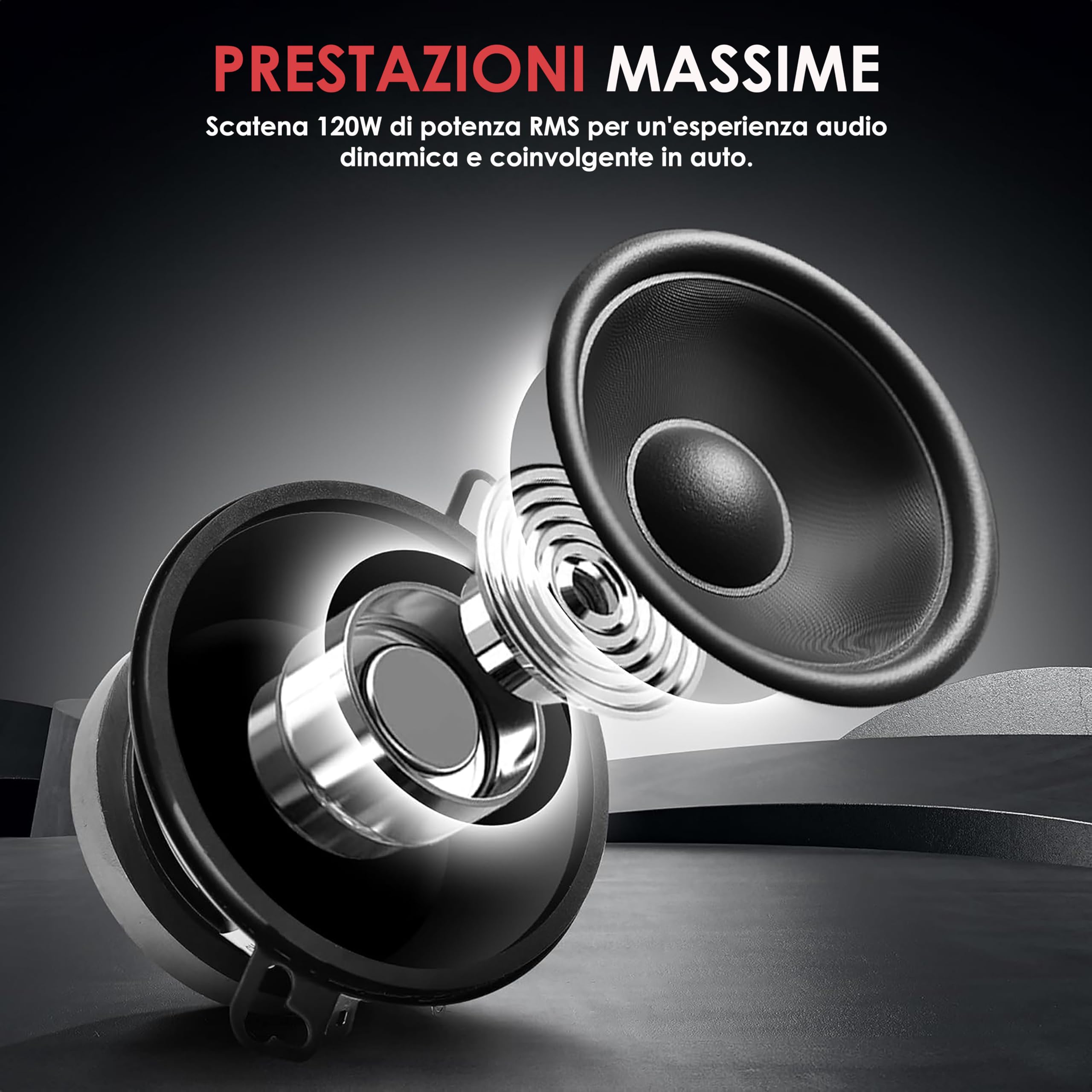 Pyle Casse Auto Stereo Universali 2 Vie, 120 Watt, 8.9 Centimetri Coassiali, Sostituzione Rapida, Montaggio Porta/Pannello Lato, Coppia