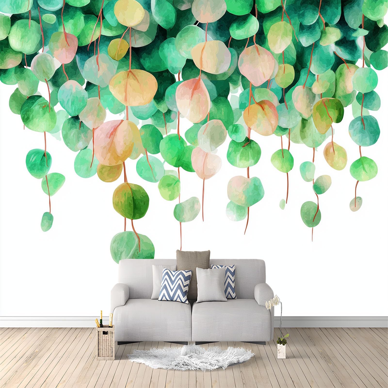 Papier peint intissé aquarelle grand format lavable idéal pour mur de salle de bain