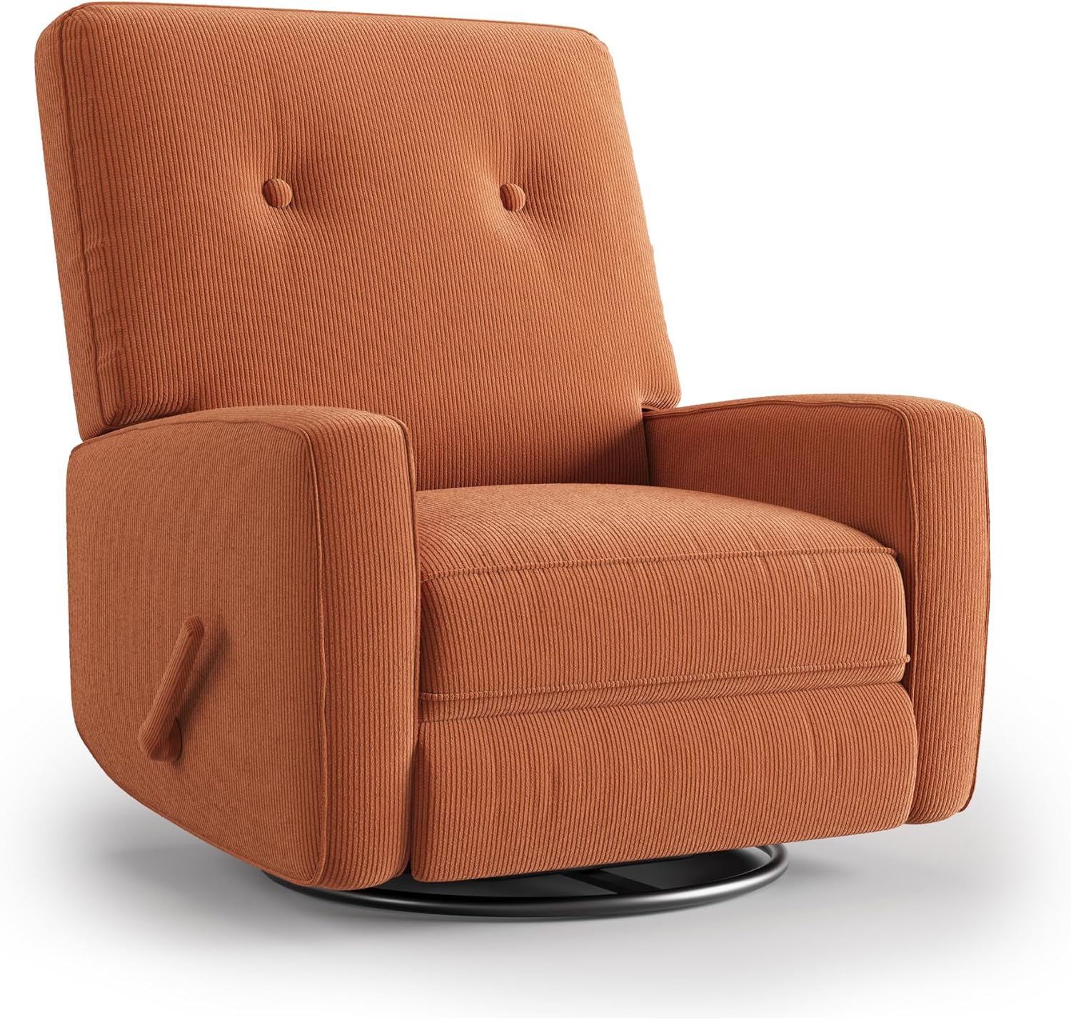 GarveeHome Recliner Chairs, Swivel Rocker Recliner, Glider Recliner Nursery Chair for Adults, 360° Swivel Glider Rocking Chair for Living Room, Bedroom, Office, RV, Small Spaces, Corduroy, Orange