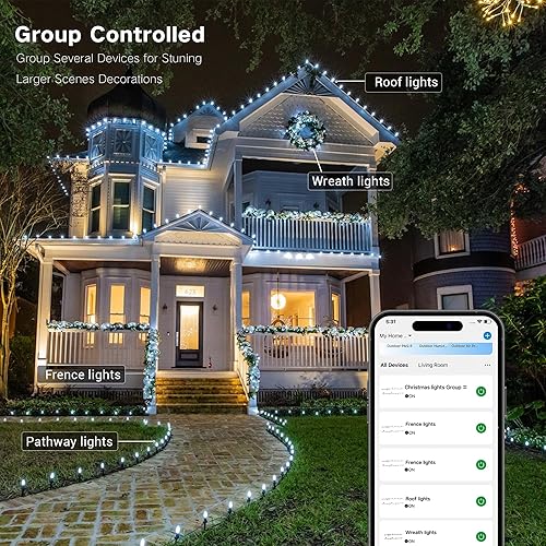 Miniatura 4 de Brizled Luces de Navidad inteligentes que cambian de color, 78 pies, 120 luces LED C9 controladas por aplicación, luz de Navidad regulable para