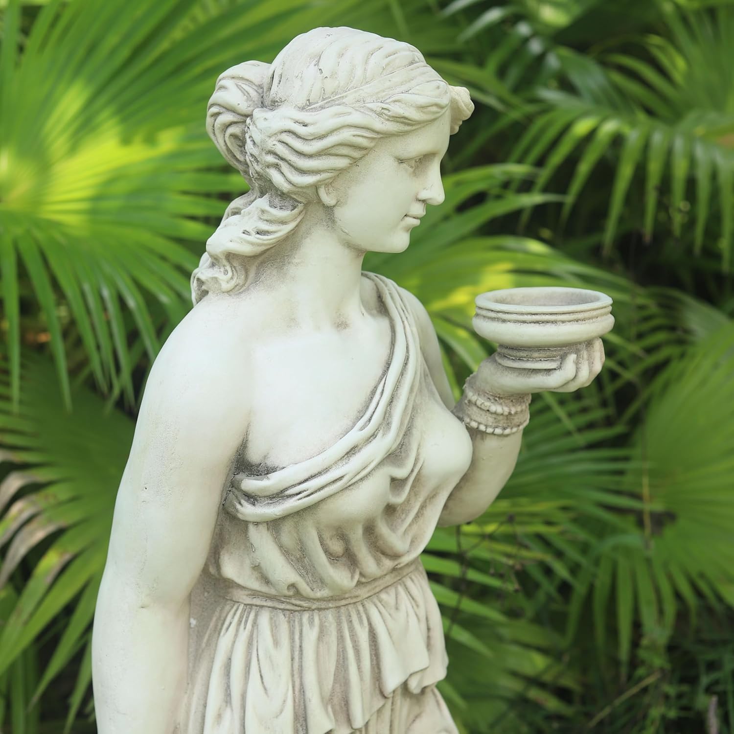 Large Nymph Statue 46'' High Goddess Statue Hebe Greek Mythology Garden Girl Maid Sculpture Outdoor Courtyard Patio Yard Lawn Decor