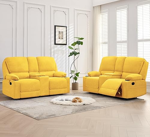 Miniatura 18 de Sofá reclinable doble de 67.9 pulgadas, sofá reclinable para caravana, soporte de pared reclinable, sofá reclinable manual, asientos de cine en Azul