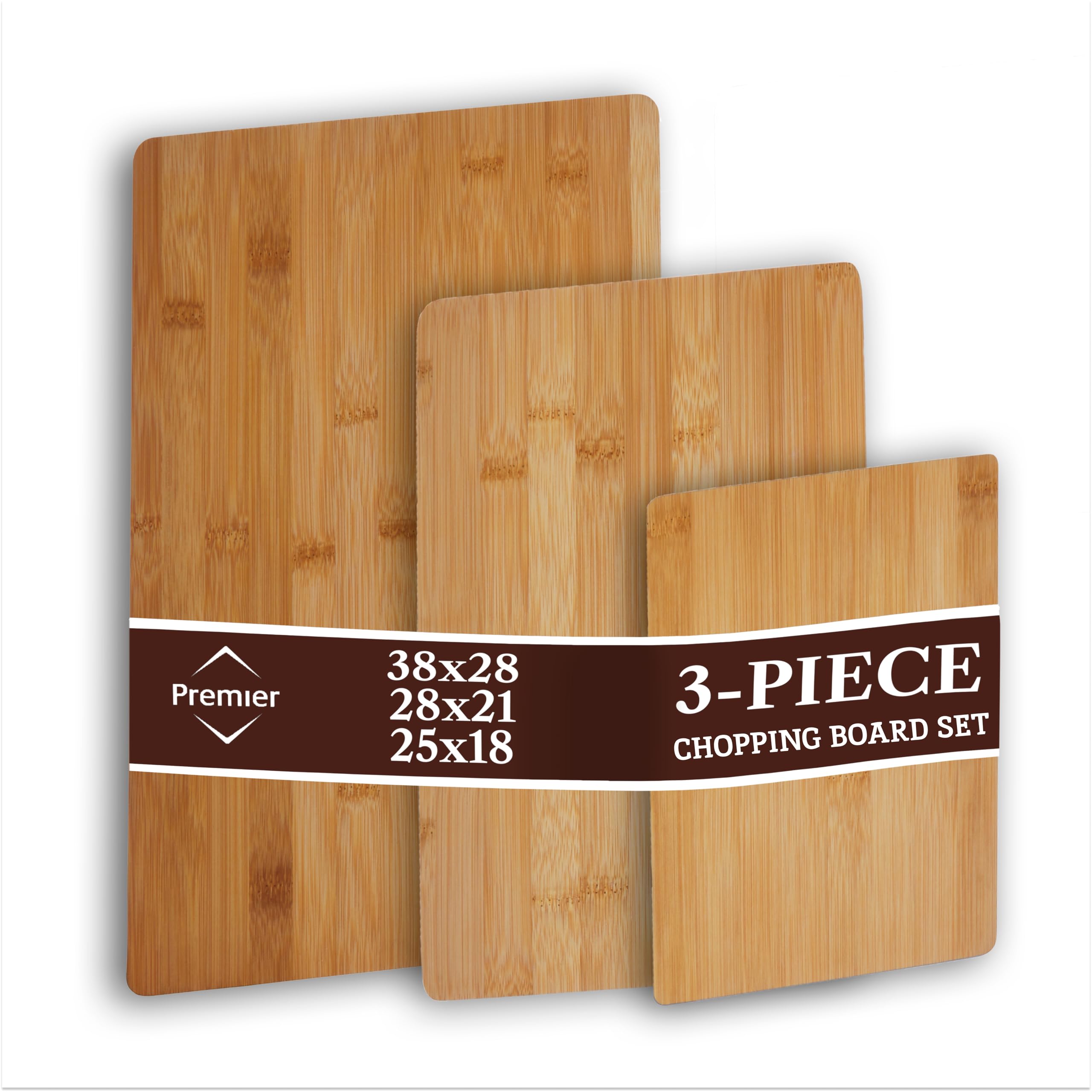 Premier Housewares Eco Friendly Set Of Three Chopping Boards | Durable Set Of Three Wooden Boards For Cutting, Slicing, Dicing | Non Porous Wooden Serving Board For Cutting