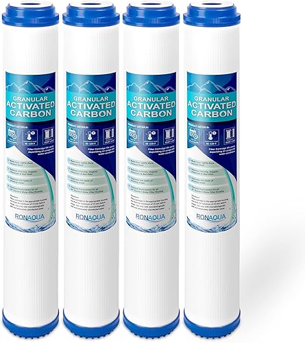 Filtro de agua de carbón activado granular de cáscara de coco estándar para toda la casa, 20 x 2.5 pulgadas, se adapta a carcasas de 20 x 2.5