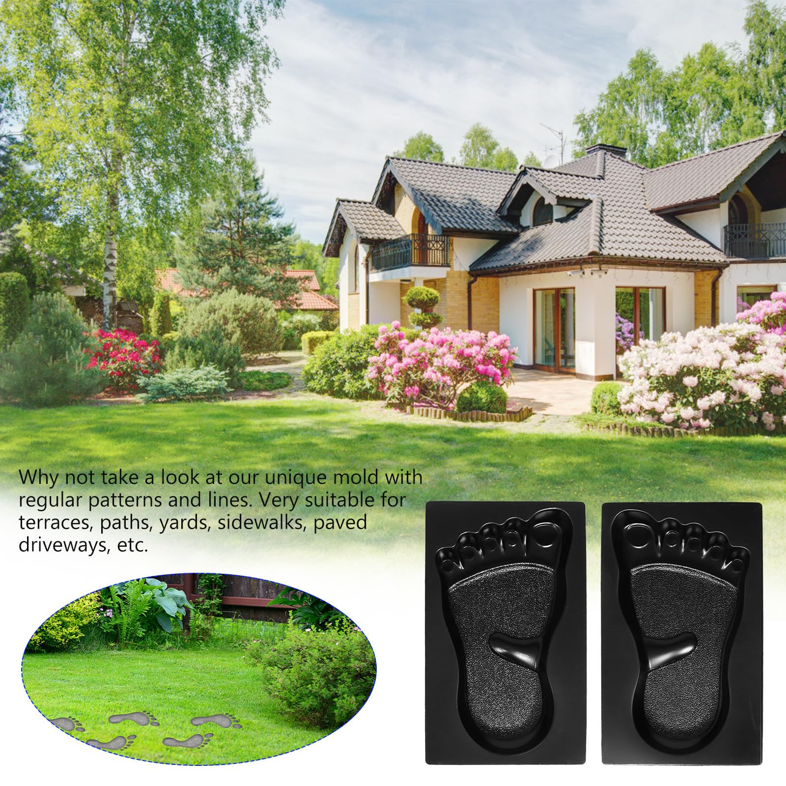 Garneck 2 Piezas Molde para Baldosas de Cemento, Molde para Baldosas de Suelo Diy, Plástico Negro, Herramienta de Pavimentación, para Casas de Campo y Terrazas