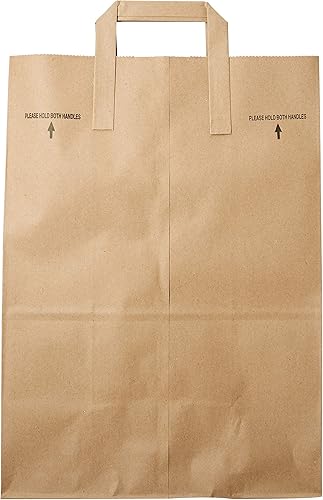 Miniatura 4 de MULMEHË Bolsas de comestibles al por menor con asas, papel kraft marrón, 12 x 7 x 17 pulgadas, paquete de 50, fabricadas en Estados Unidos