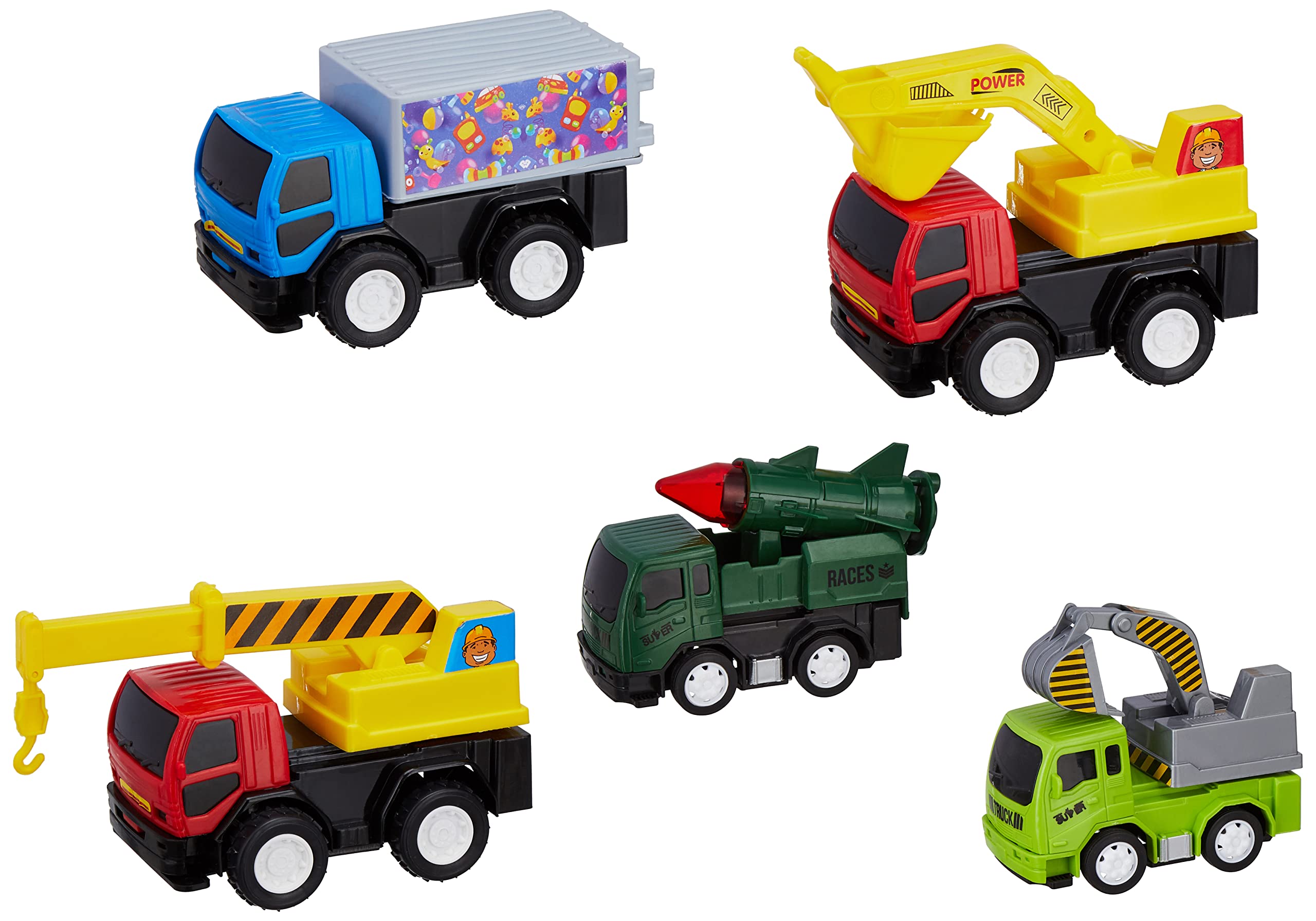 Amazon Brand - Jam & Honey Kid - Friction Toy Car Set of 5,Multicolor