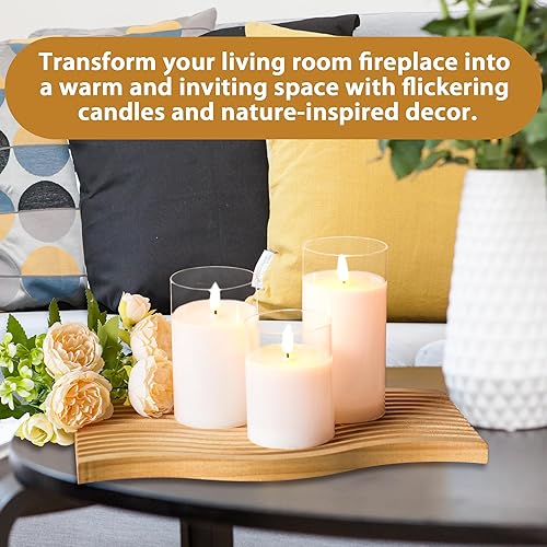 Miniatura 4 de JHY DESIGN Juego de 3 velas de cera de vidrio sin llama, velas LED 3D, velas parpadeantes de cera blanca con temporizador de control remoto de 8