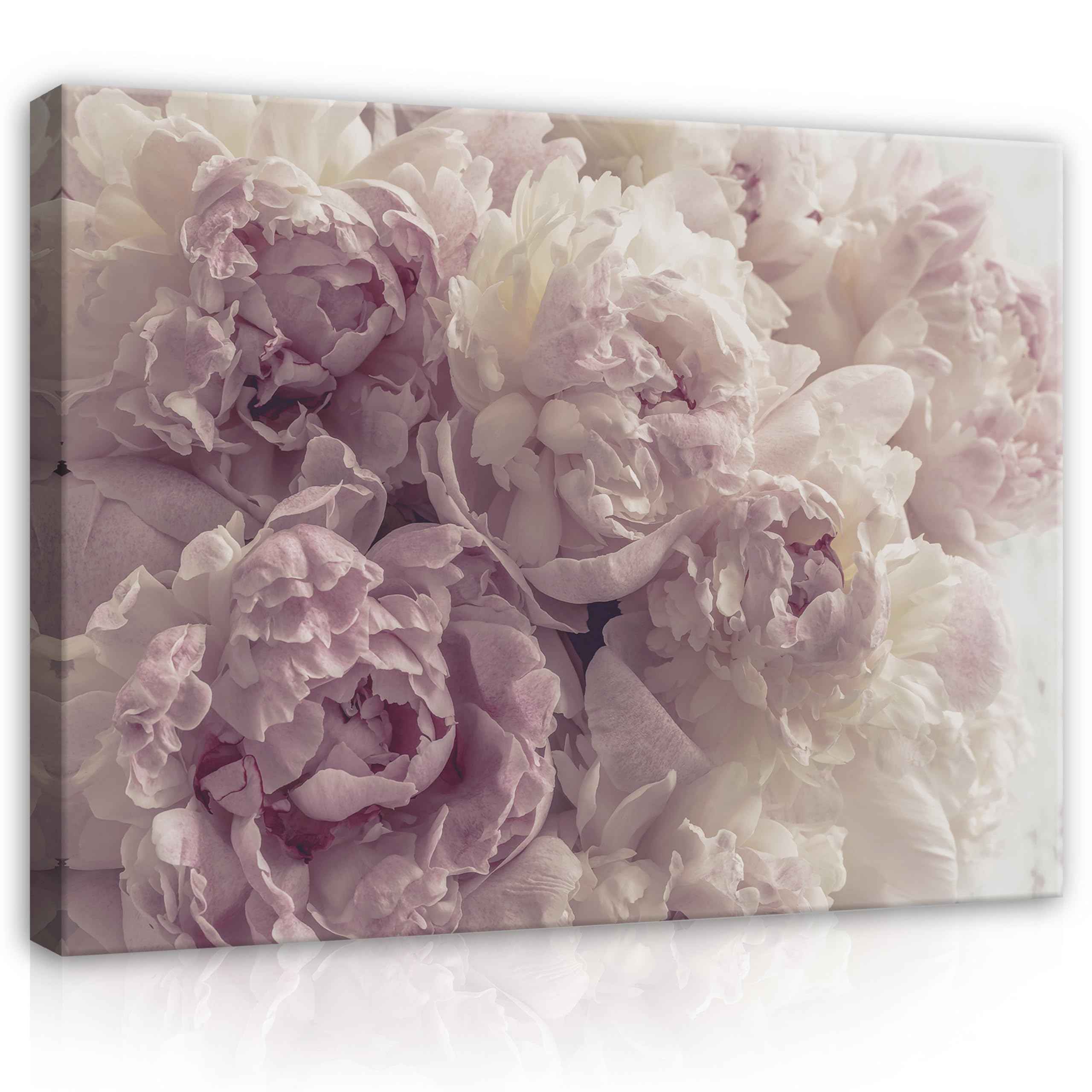 Cuadros de flores rosas de peonías rosas 120 x 80 cm – Moderno lienzo grande XXL dormitorio sala de estar impresión de arte mural lienzo diseño lienzo lienzo lienzo listo para colgar