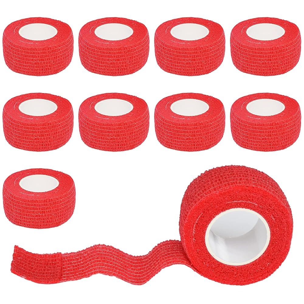 Gondiane 9 Pack 1 x 5 Yards Self Adhesive Bandage Wrap Self Stick Wrap for Ankle, Wrist, Finger, Sports, Breathable Cohesive Vet Tape for Pets (Red)