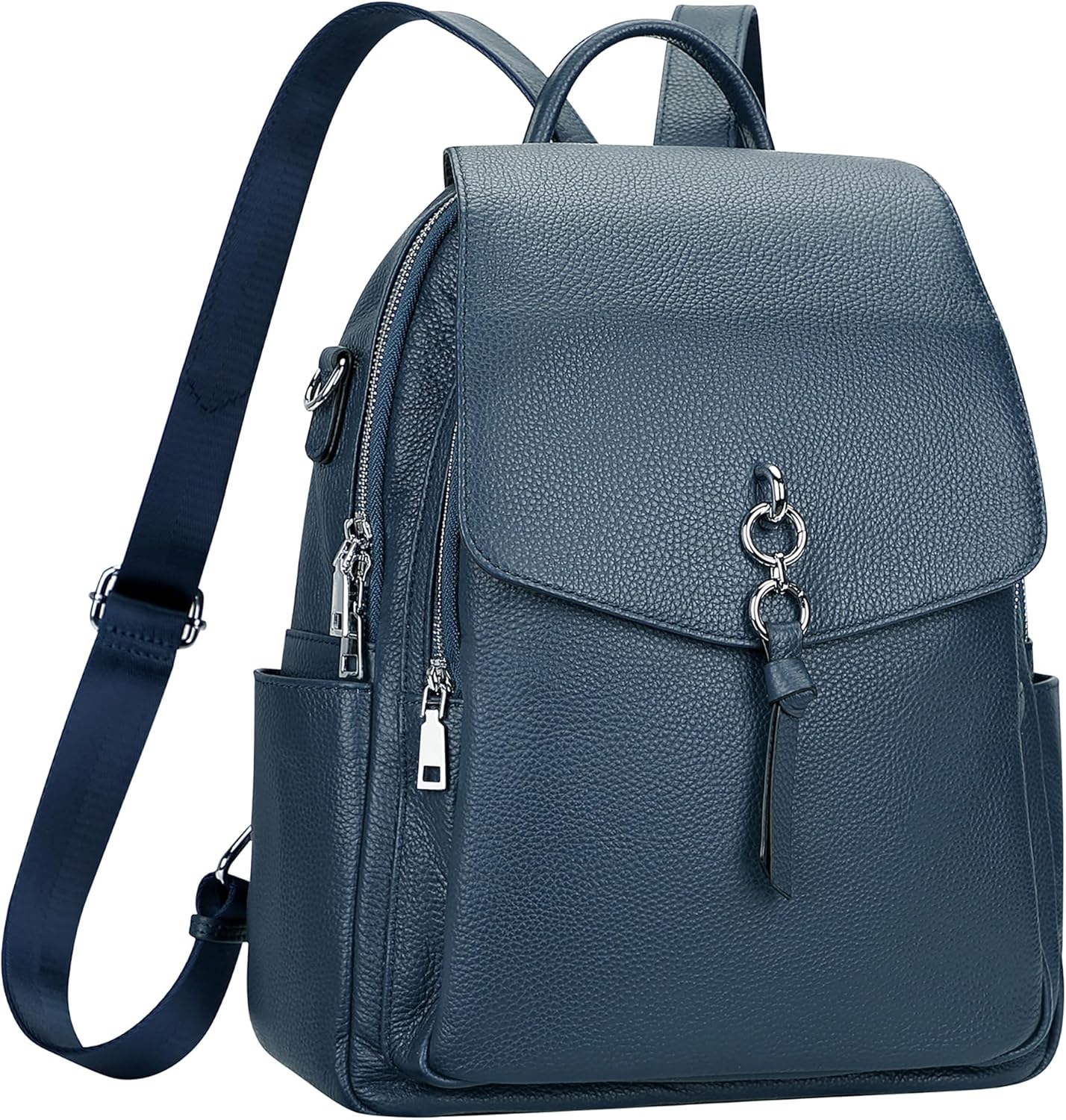 ALTOSY Women Leather Backpack Purse Fashion Convertible Ladies Shoulder Bag with Flap (S96 Indigo Blue) - Image 2