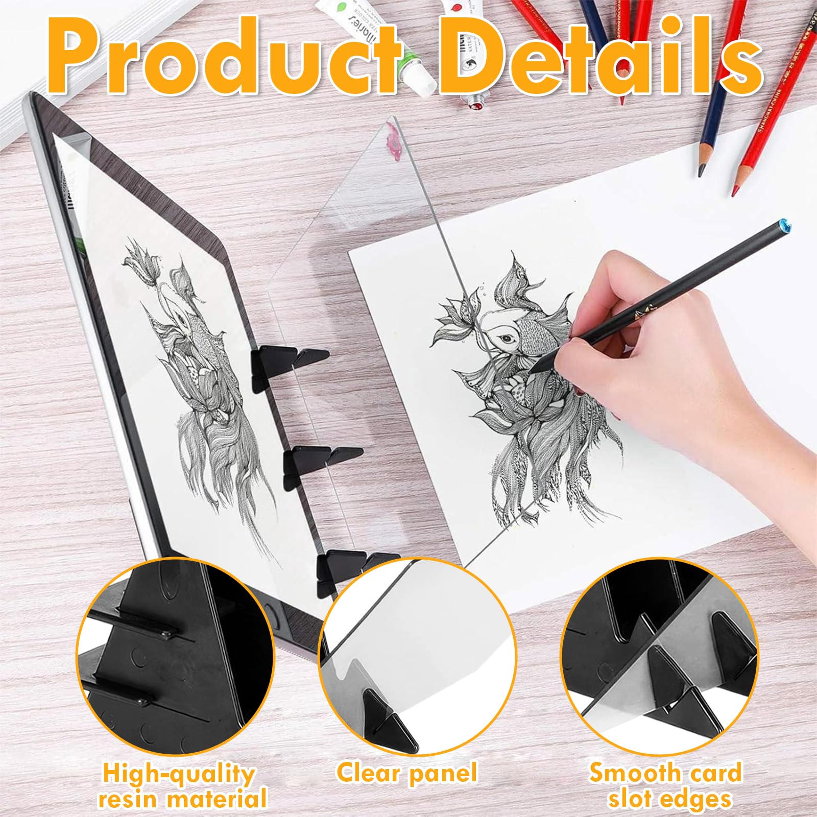 Proiettore Ottico per Disegno e Schizzo per Adulti, Tavolo Trasparente con Riflessione, Compatibile con Smartphone e Tablet, Strumento Artistico Portatile 13,5 x 20 cm