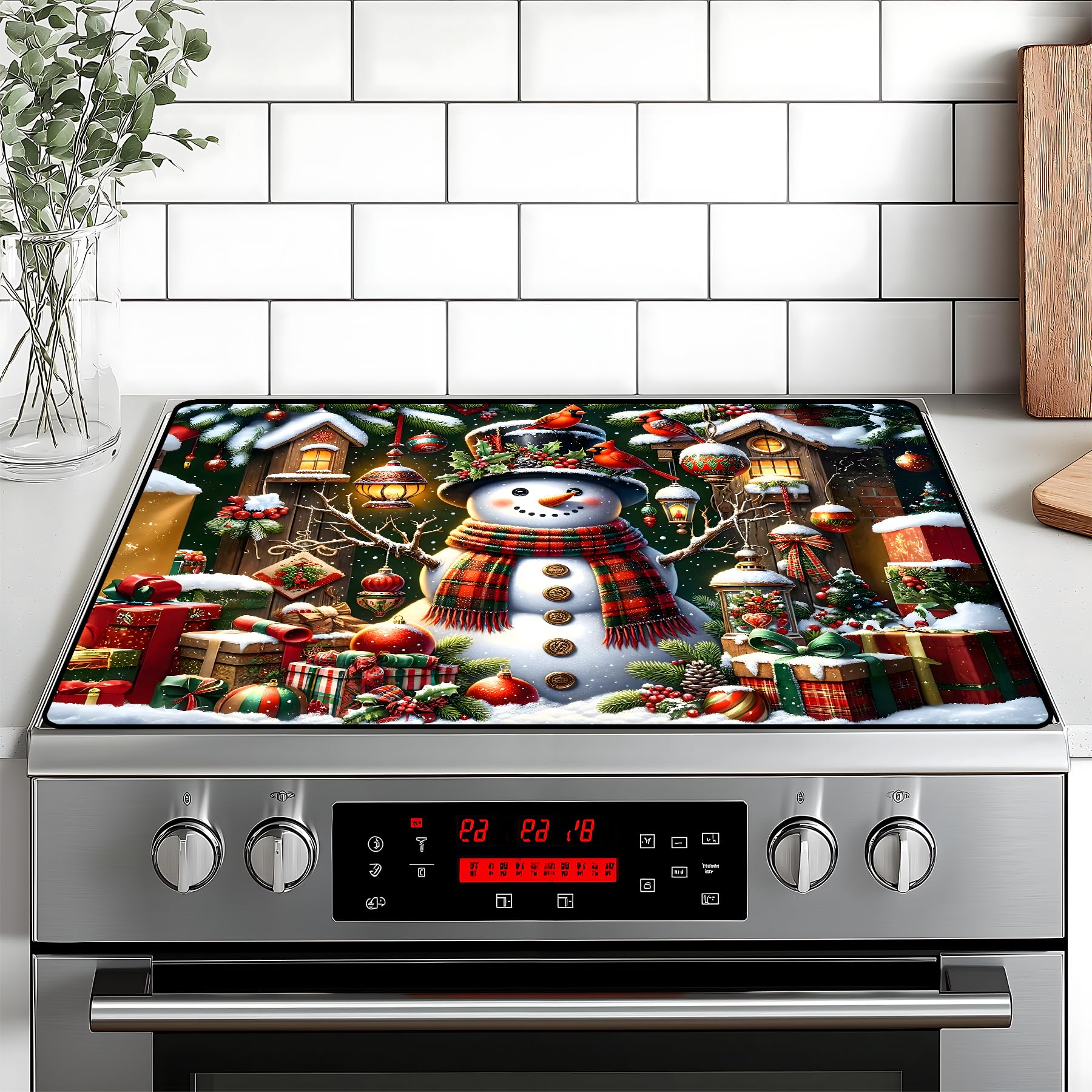 Christmas Stove Top Cover Snowman Stove Top Cover for Home Decoration Kitchen Pad Non-Stick Washable Cooktop Covers Countertop Protector Keep Stove Clean 28"x20" (Snowman-3)