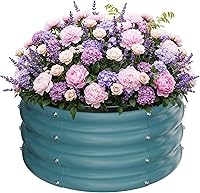 Vista 24 de ZXZYHFTY Kit de cama de jardín elevada galvanizada redonda, caja de maceta elevada negra para jardín, macetas elevadas redondas de metal grandes