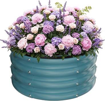 ZXZYHFTY Round Raised Garden Bed Set, 1 Pack, 2 x 2 x 1 Ft, Blue