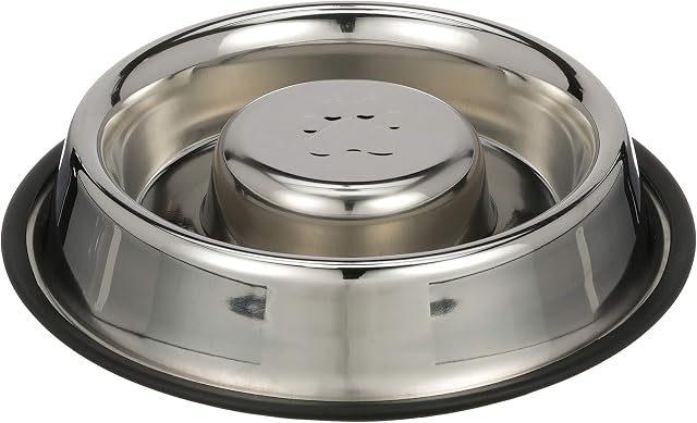 Neater Pet Brands Slow Feeder Dog Bowl (Non-Tip Style)  Stainless Steel Metal Dog Bowl Stops Dog Food Gulping, Bloat, Indigestion, and Rapid Eating (Large, Non Tip)