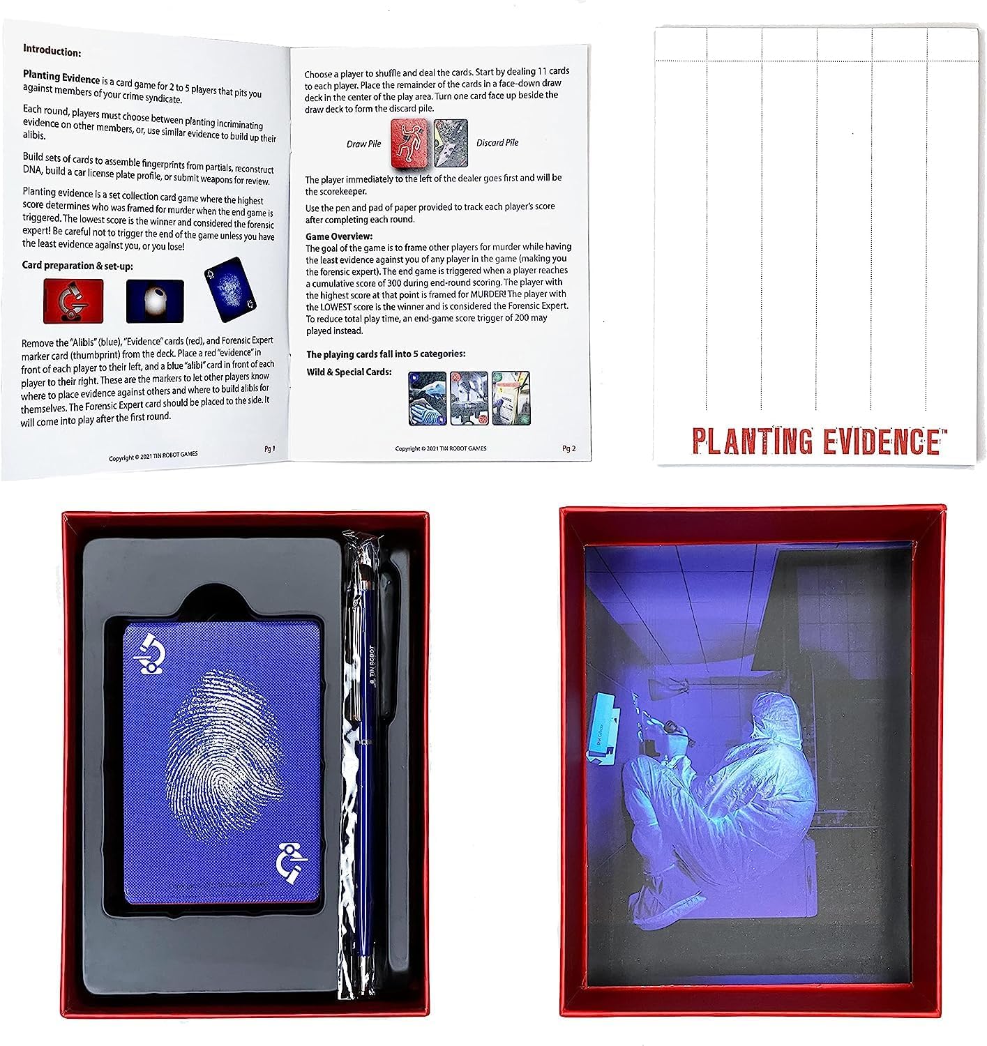 Planting Evidence Card Game - Engage in a Battle of Wits in a Crime Syndicate. A Set Collection Game for 2-5 Players, Ages 14+ with Intriguing Gameplay Mechanics