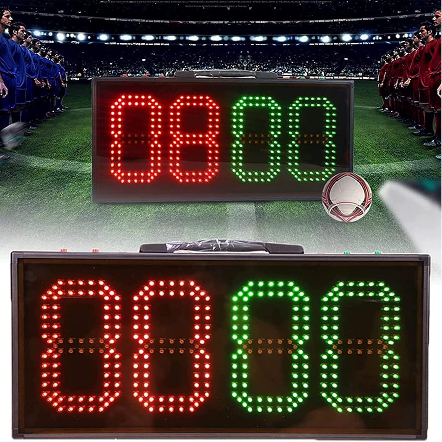 LED Football Substitution Board - Portable Electronic Soccer Player Change Display, Digital Scoreboard for Referee Equipment, Sports Coaching Tool, Game Management