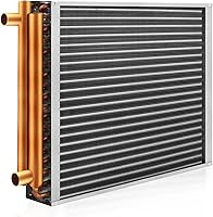 AB 24x24 Water to Air Heat Exchanger with 1" Copper Ports - 360kBTU for Wood Furnaces, Forced Air Heating & Cooling