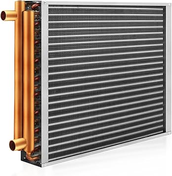 Water to Air Heat Exchanger 12x15 with 1" Copper Ports for Outdoor Wood Furnaces, Residential Heating and Cooling, and Forced Air Heating
