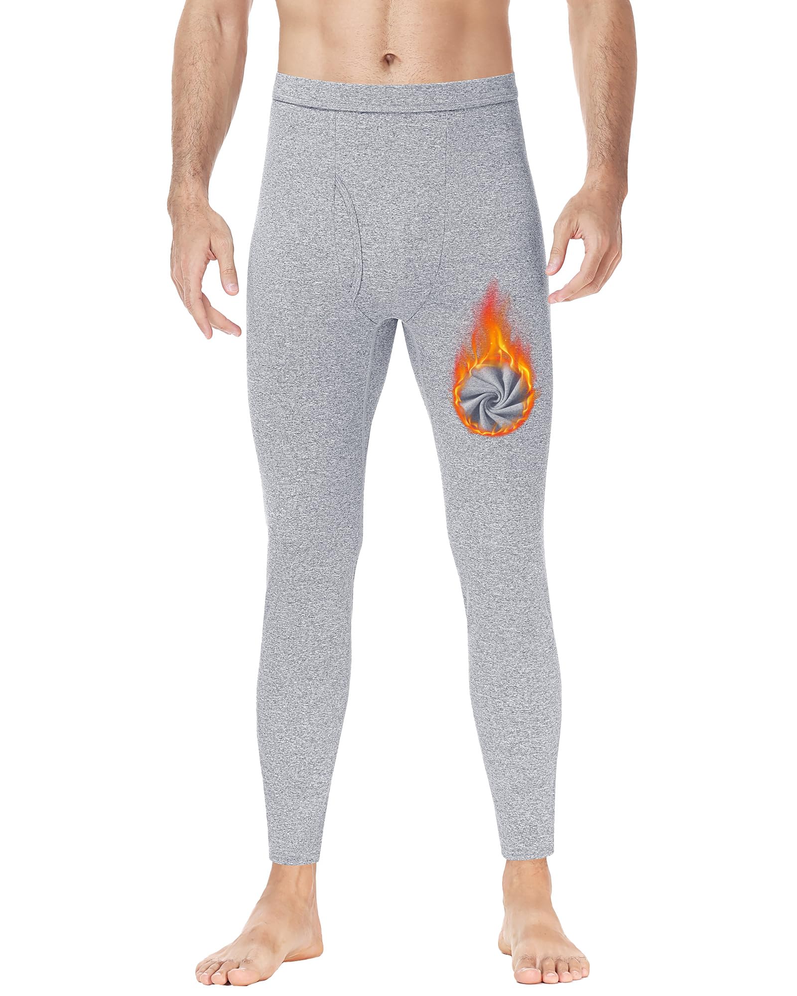 Runhit Thermo Unterhosen Herren Lange, Thermohose Männer mit Eingriff und Weicher Fleece-Innenseite, Thermo Leggings als Thermounterwäsche Skiunterwäsche Funktionsunterwäsche für Winter Outdoor