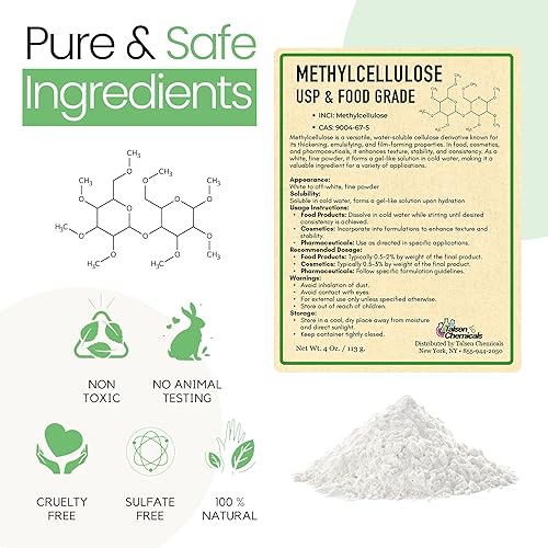 Miniatura 3 de Metil celulosa 400 viscosidad de grado alimenticio (2.2 libras  2.2 lbs) - Polvo de metilcelulosa orgánica para cosméticos de bricolaje - Polvo de