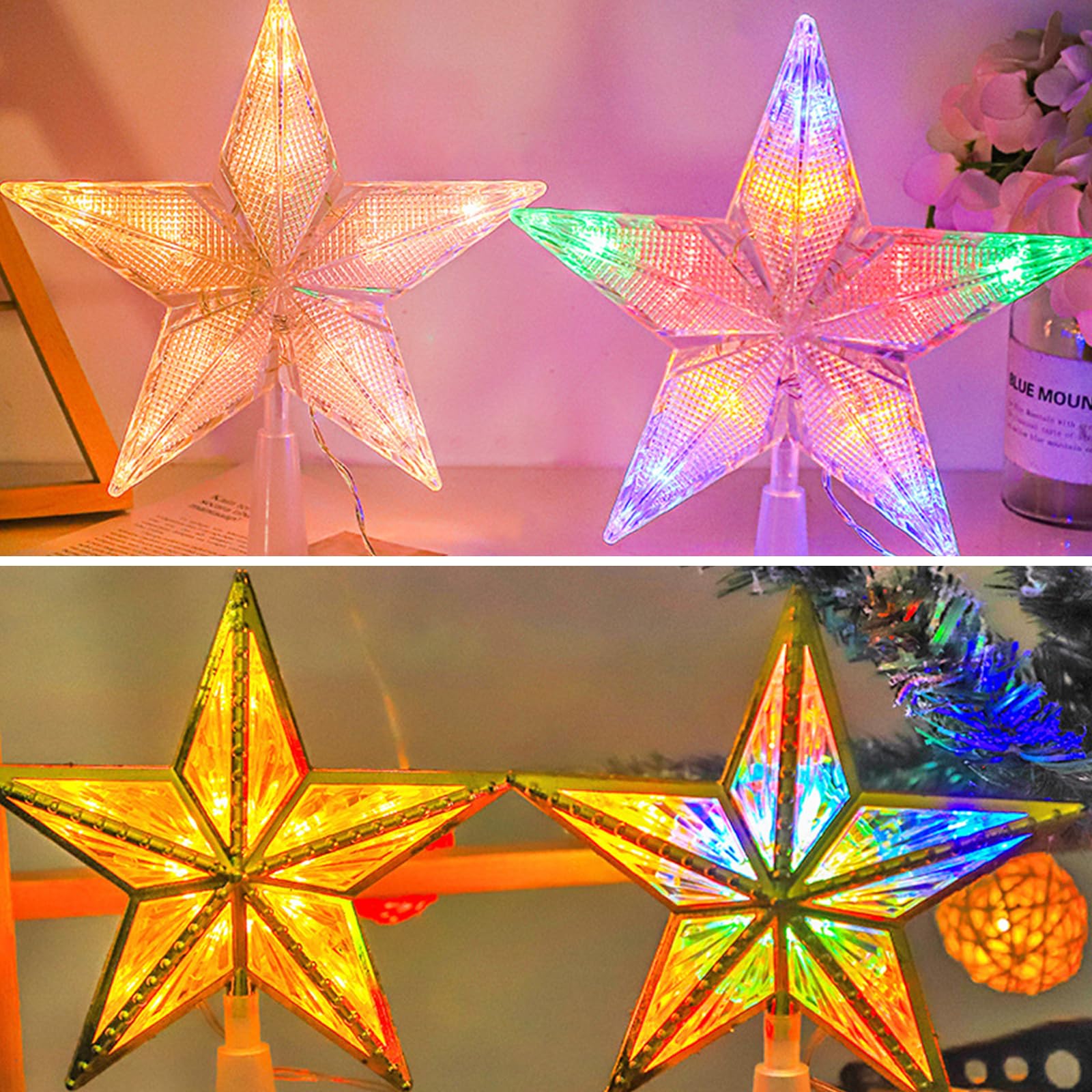 Amazon.co.jp: クリスマスツリートッパー クリスマス星型ライト