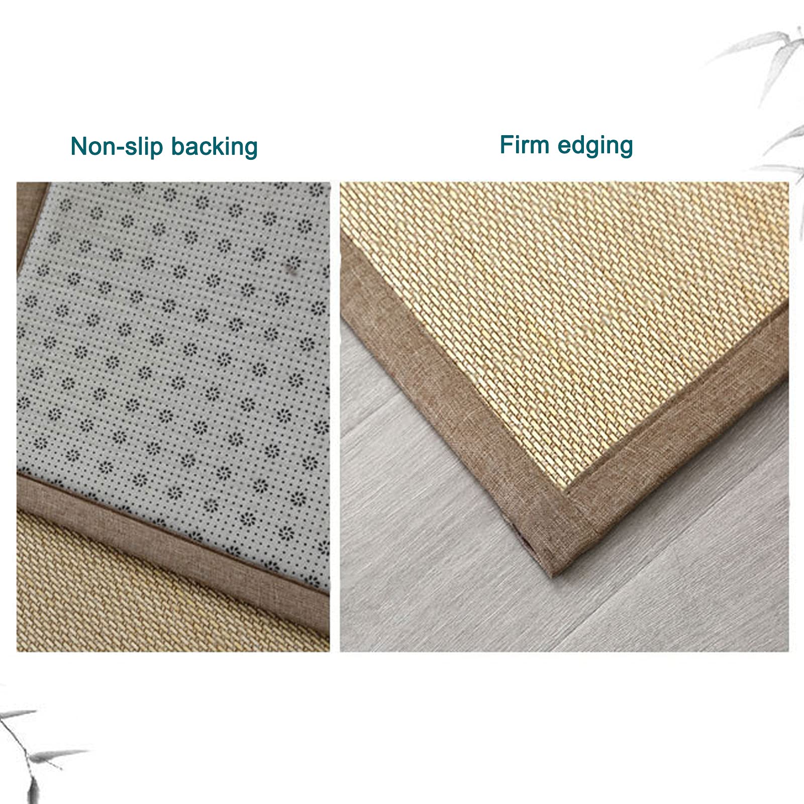 Strapazierfähiger Bordürenteppich,Feuchtigkeitsresistent Bambusteppich,Bambusmatte,Wohnzimmer-Fußboden Matte,leicht zu Reinigen,für Flur-Wohnzimmer-Schlafzimmer,Anpassbar (W160xH340cm/63 x134)