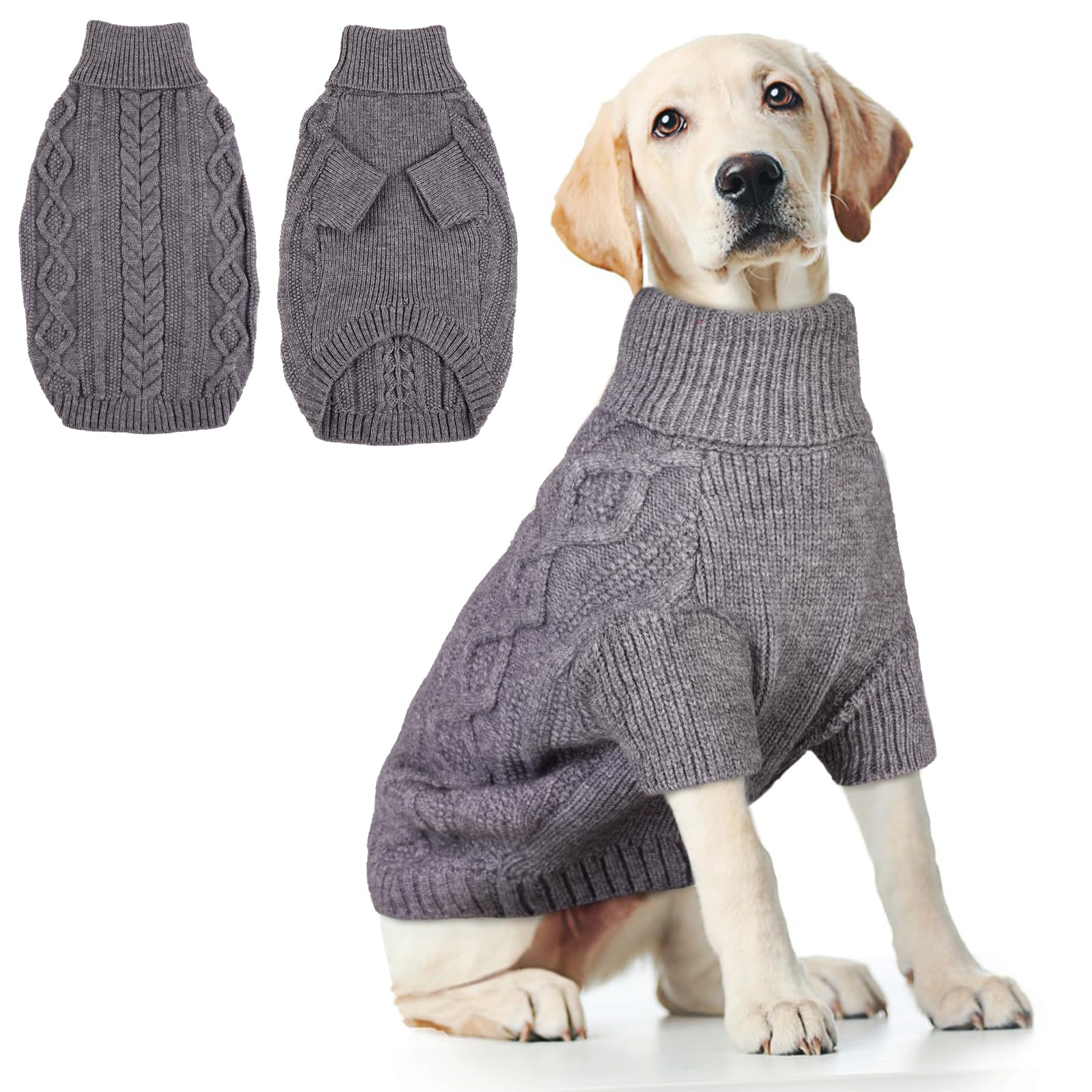 Hjumarayan Maglione per Cani Taglia Grande - Maglioncino Semplice & Elegante in Pile con Foro per Guinzaglio (Grigio XL)