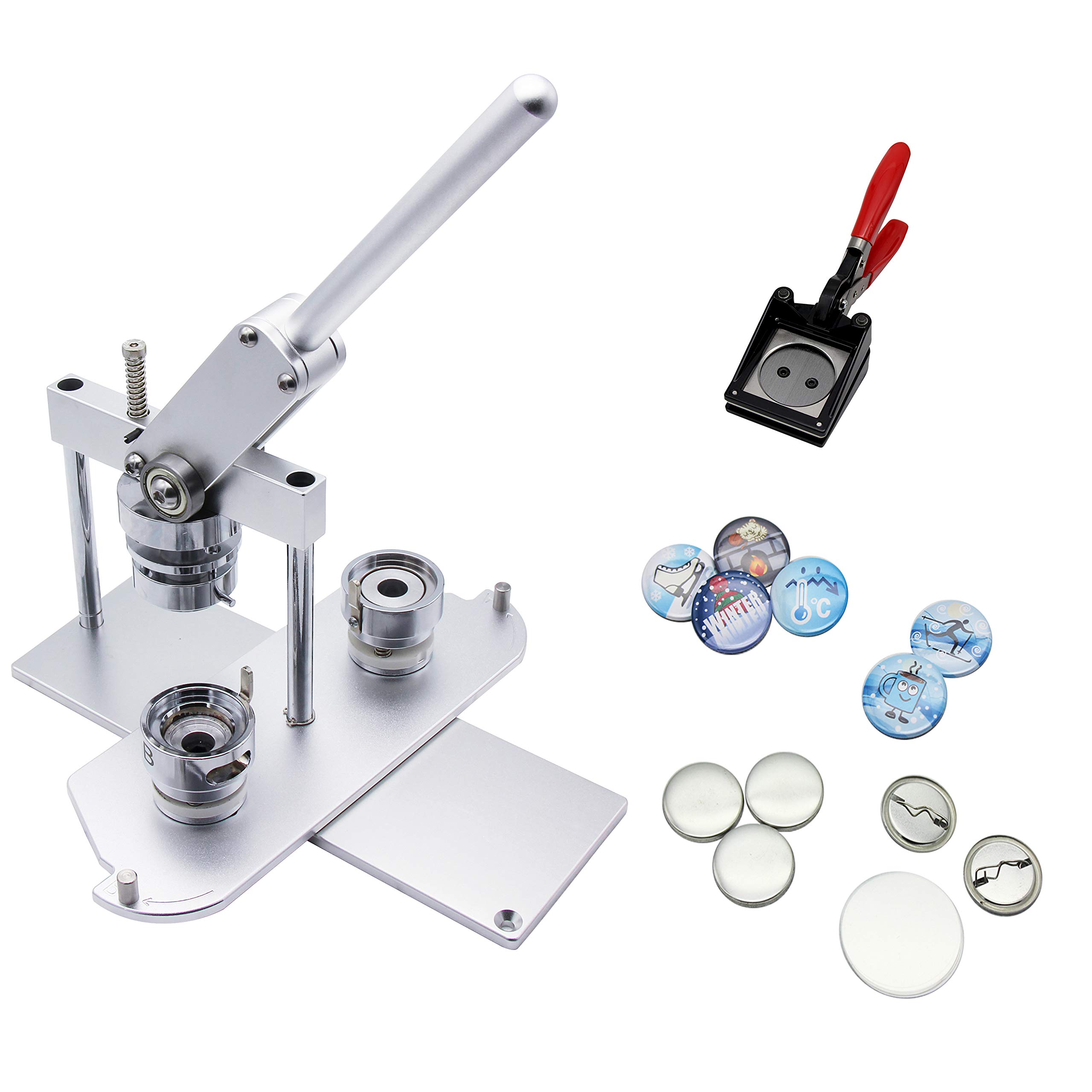 ChiButtonsB400 Pro 37mm (1.5") Metric Button Maker Machine Kit | All-Metal Press with 200 Parts, Interchangeable Moulds & Handling Cutter | Create Promotional Badges, Custom Pins, Gifts (Silver-New)