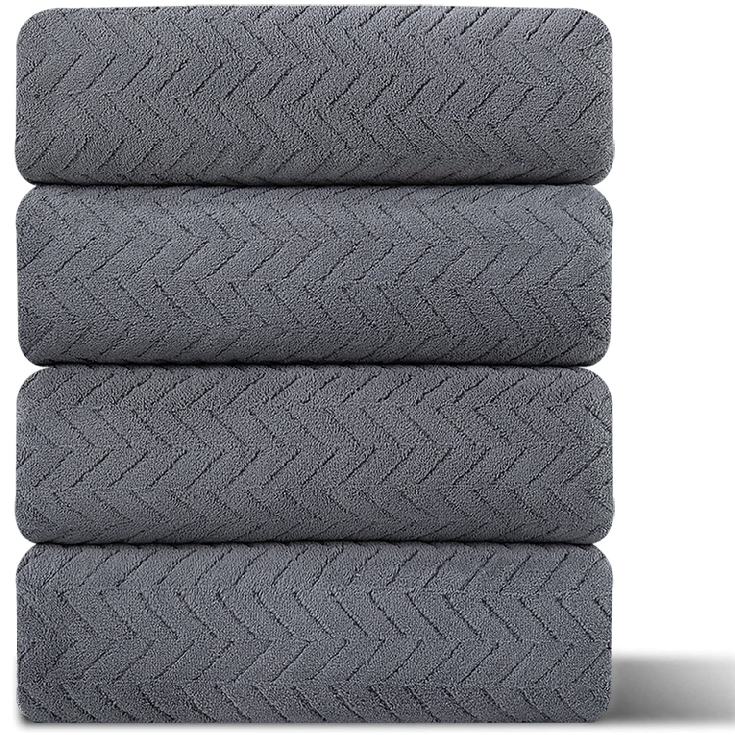 4 Pack Large Bath Towels Set 35"x70" Grey Oversized Bath Sheet Chair Towels, 600 GSM Ultra Soft & Absorbent Towels for Bathroom, Quick Dry Towel for Gym Hotel Camp Pool