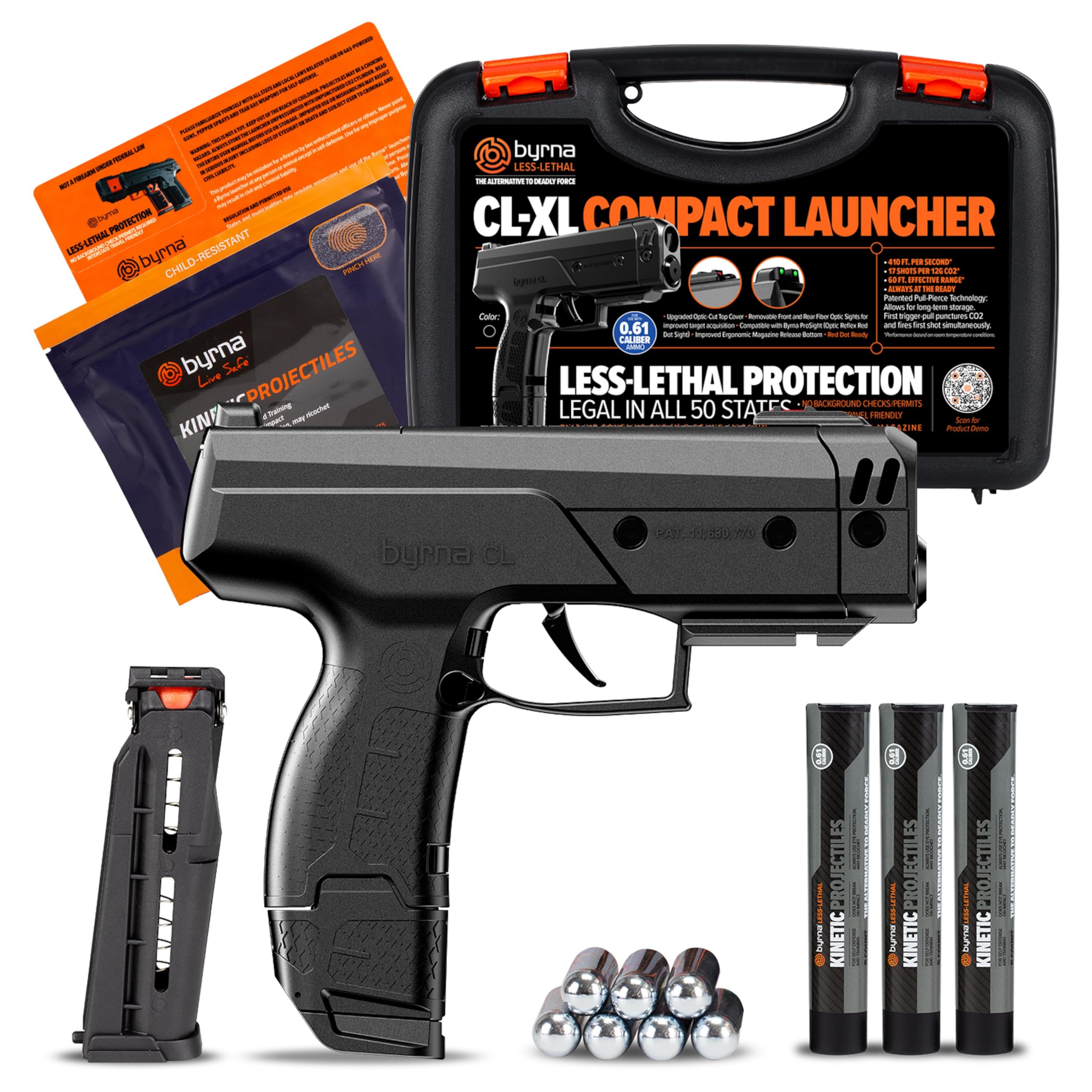 Byrna CL-XL [Compact Launcher XL] Kinetic Launcher Ultimate Bundle - Non Lethal Kinetic Projectile Launcher, Home &amp; Personal Defense