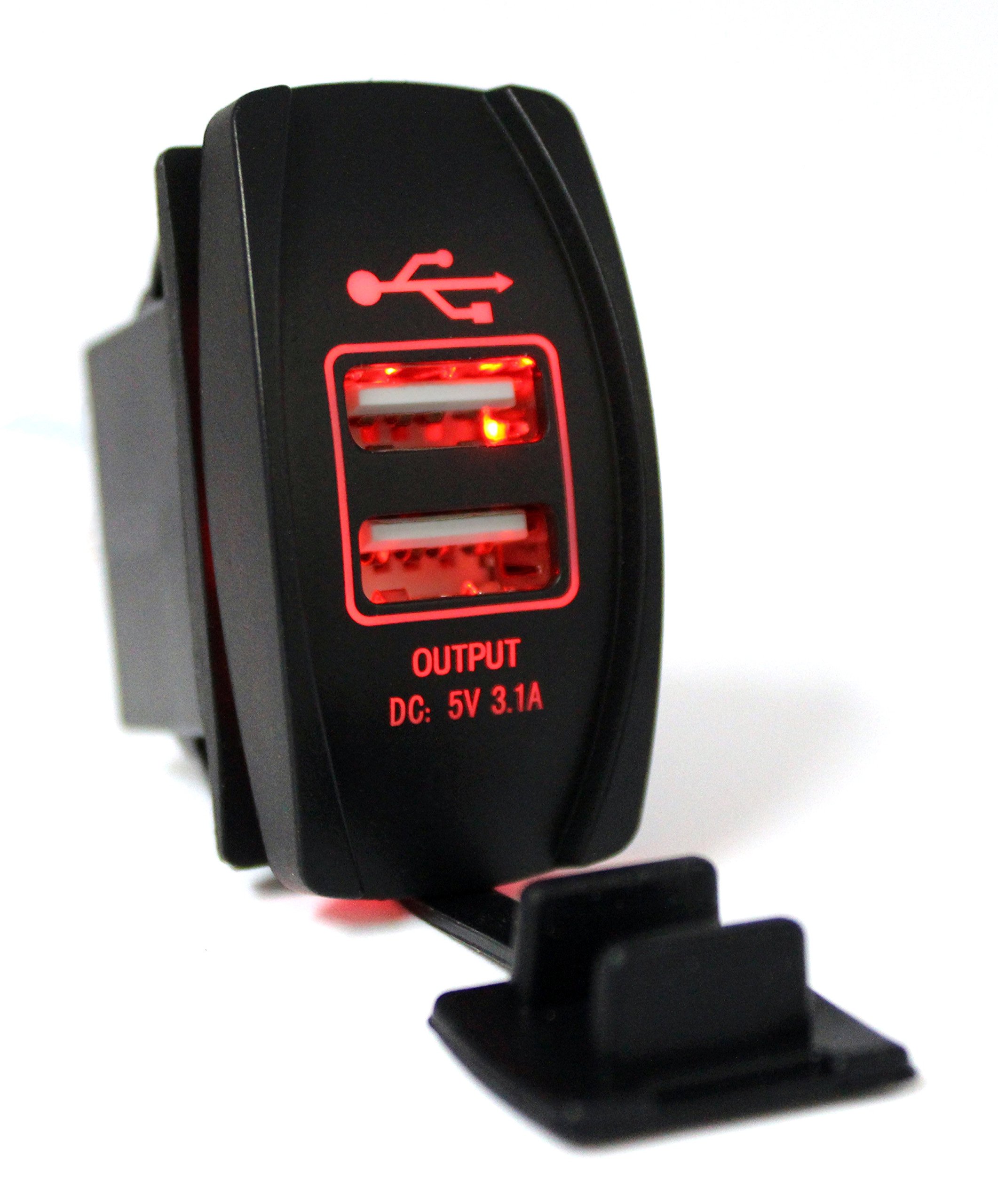 Cllena Universal Car Usb Charger Dual Usb Power Socket Led Light For Rocker Switch Panel Red Amazon Com Au Electronics