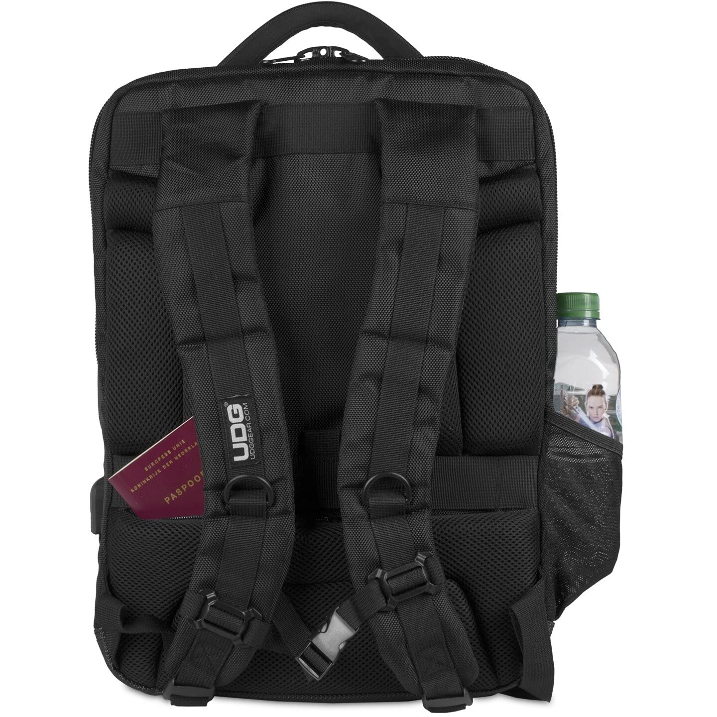 UDG Ultimate Backpack Slim Schwarz, innen Orange (U9108BL/OR) | 17-Zoll-Laptop und Controller in einer Tasche transportieren; wasserabweisendes Nylon; gepolsterte Fächer; Organizer