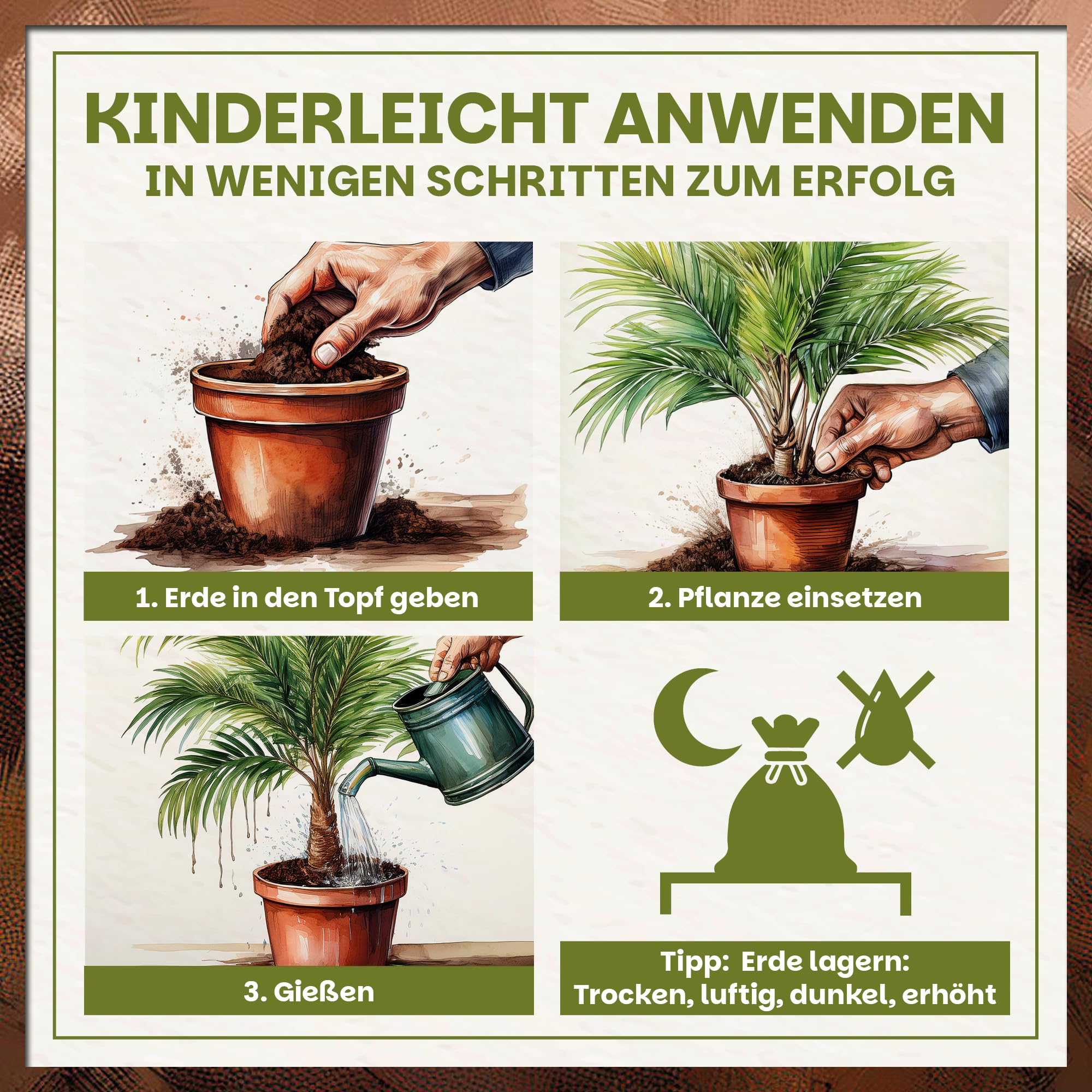Green Home Grünpflanzen- & Palmenerde 72L – Pflanzenerde für Palmen, Grünpflanzen & Zimmerpflanzen – Mit Torf & Holzfasern – Hochbeet-Erde & Gemüseerde für gesundes Wachstum