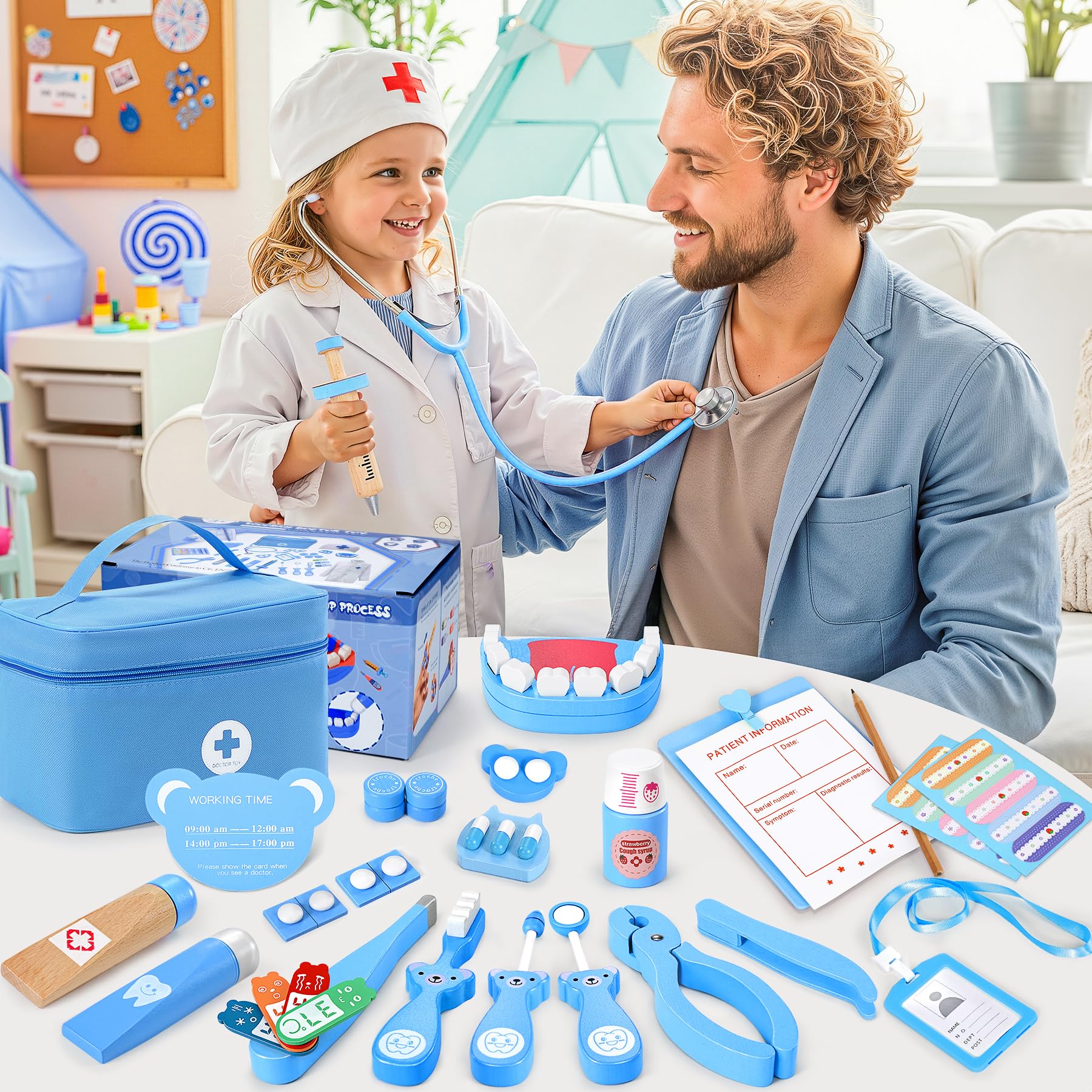 Ophy Valigetta Dottore Bambini, Kit Dottoressa con Stetoscopio ad Alta Simulazione Kit Dottore Bambino per Bambini dai 3 Anni Gioco di Ruolo per Ragazzi e Ragazze di 3-8 Anni Kit Medico Giocattolo