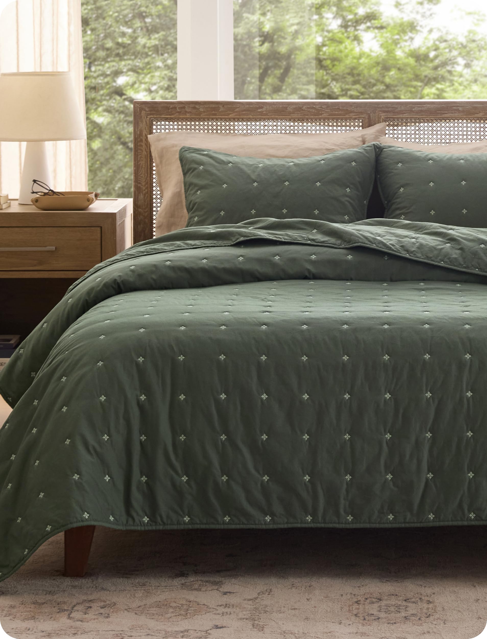 Bedsure 100% Cotton Clover Pattern Quilt Set