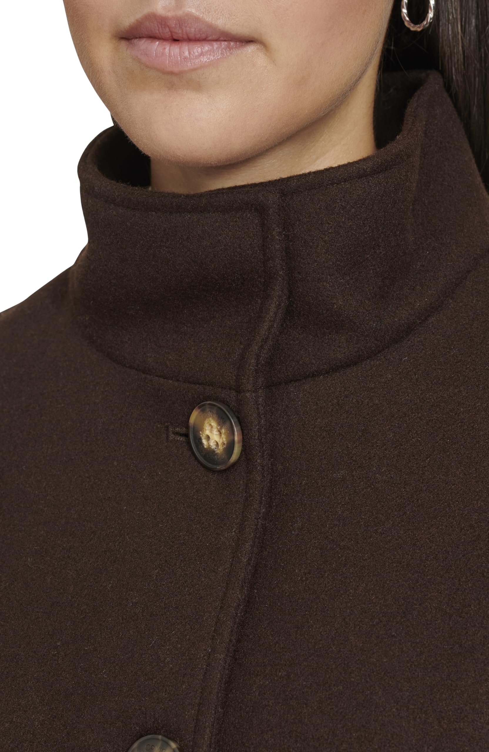 Calvin Klein Faux Wool Coat – Long Button Front Dress Coat With Stand Collar Cappotto da pisello Donna (Pacco da 1)