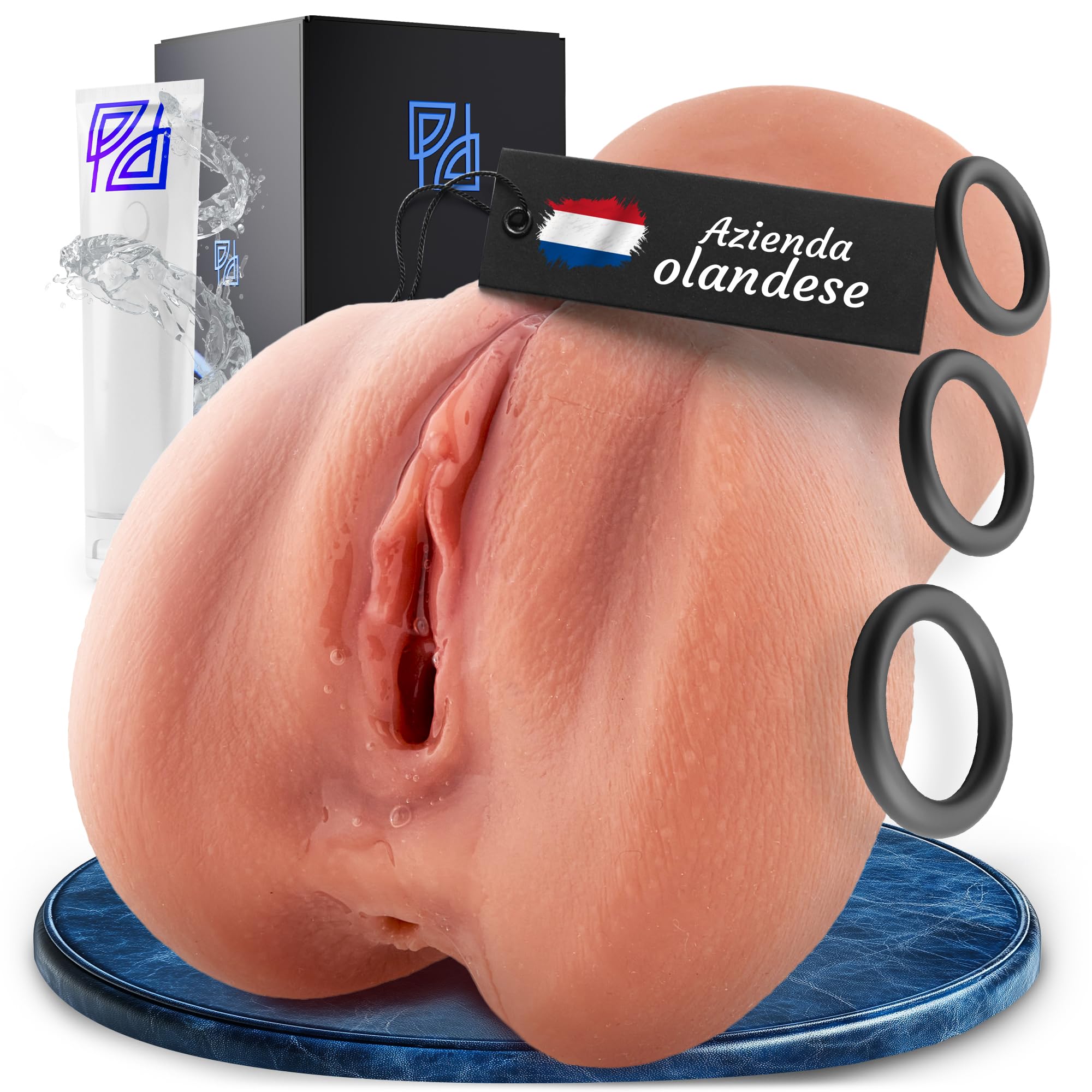 Masturbatore per Uomo [Pocket Pussy] Realistico in Silicone - Set di 3 anelli e lubrificante | Sex Toys, Masturbazione Maschile, Masturbatore per Uomini, Artificiale per Sesso, Vaginale e Anale Finta