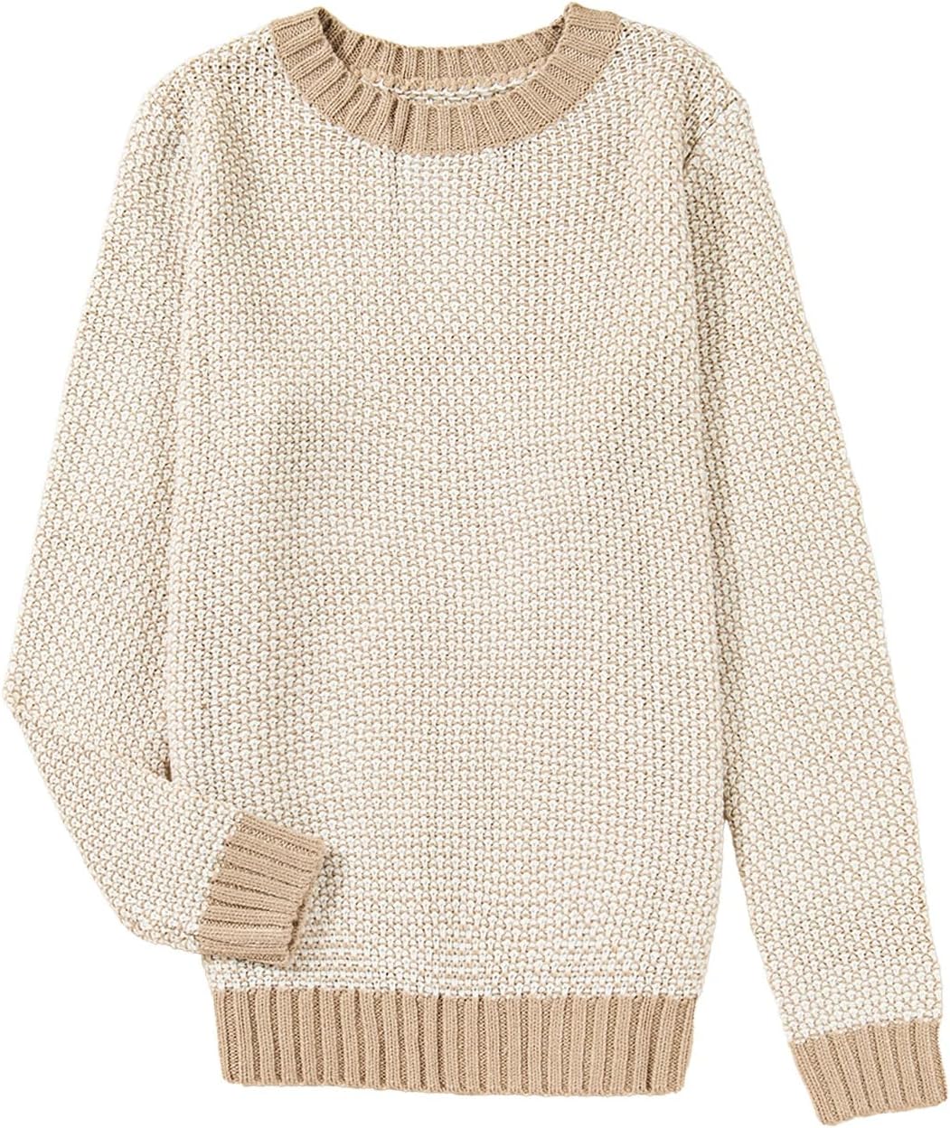 Sidefeel Women's Long Sleeve Pullover Sweaters Casual Crewneck Chunky Knit Color Block Jumper Tops - Image 8