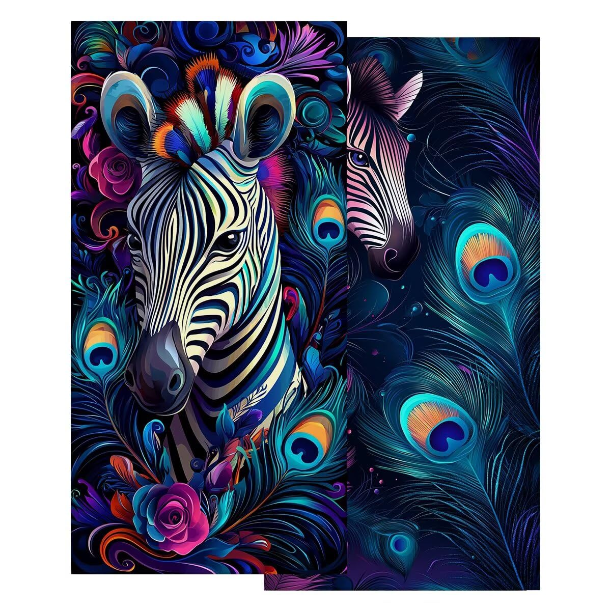 Ręcznik plażowy XXL, 90 x 200 cm, zestaw 2 szt., z mikrofibry, ręcznik plażowy, zebra, szybkoschnący, do sauny, fitness, bez piasku, ręcznik plażowy, do sauny, duży ręcznik kąpielowy, prezent dla