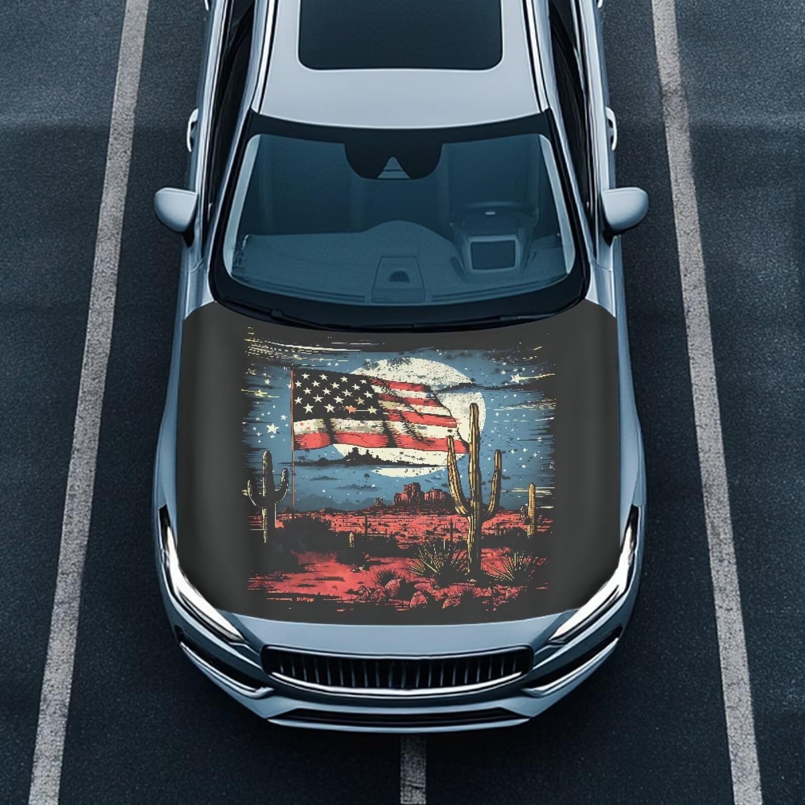 Heavy Duty SUV Car Cover,with Cactus American Flag Print an All-Weather,Waterproof Car Cover for Indoor &amp; Outdoor Use