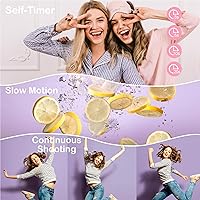 Vista 7 de Cámara digital rosa 4K sin tarjetas SD, cámara para apuntar y disparar con flash, fácil de usar, perfecta para principiantes, ideal para viajes