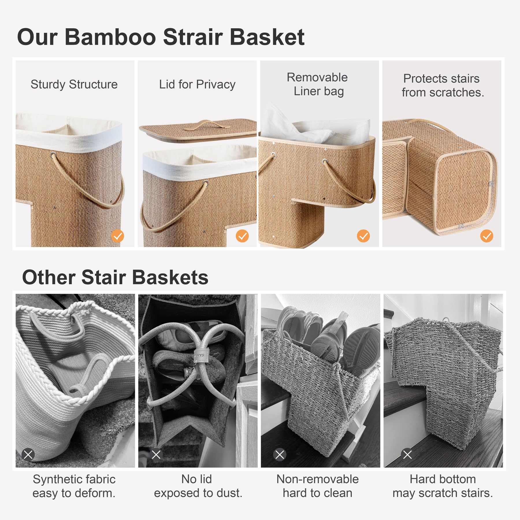 Bamboo Stair Basket - Organize Your Stairs -4