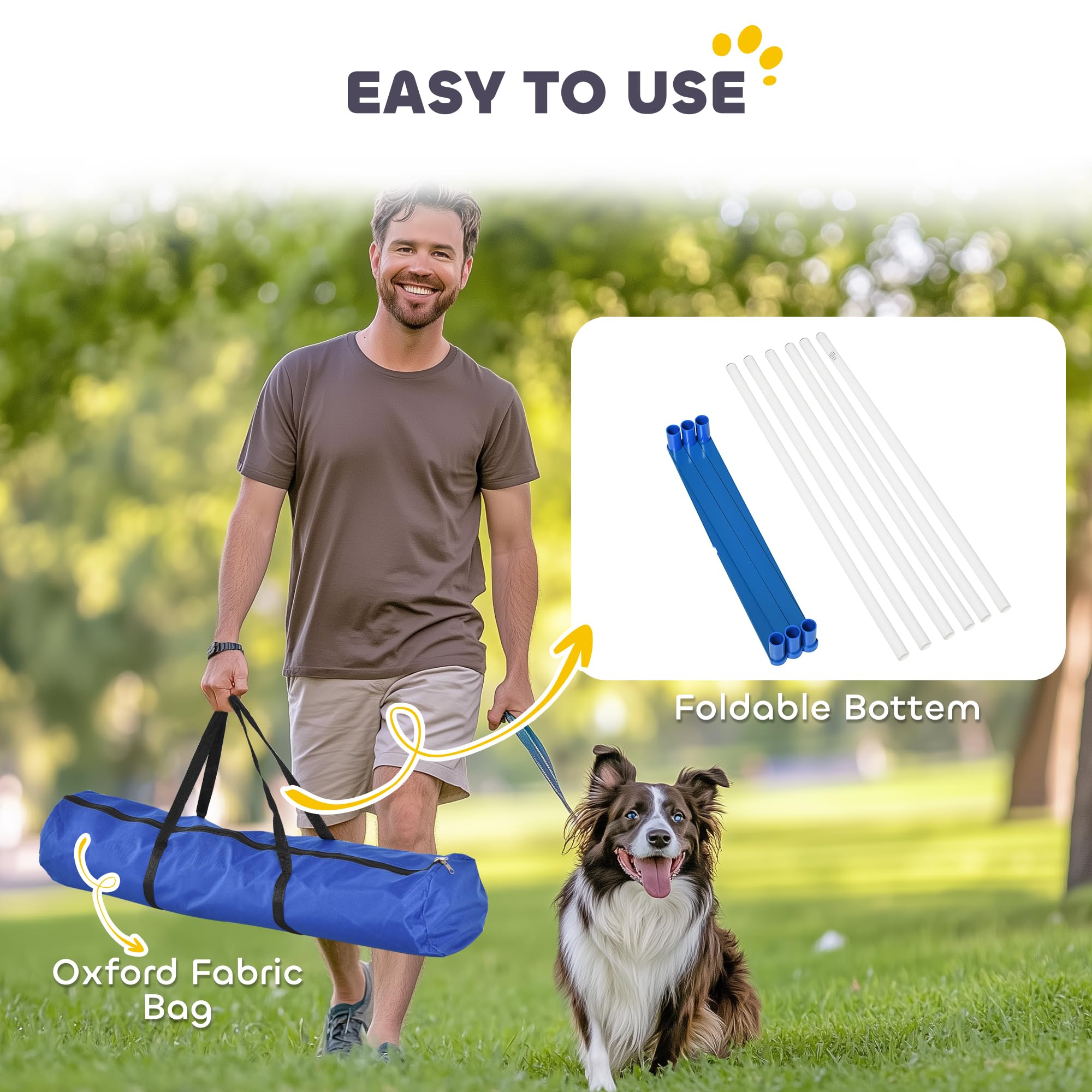PawHut Adjustable Dog Agility Training Obstacle Course Set with Weaves Poles Storage Bag for Pet Dogs Outdoor Games Exercise - image 4